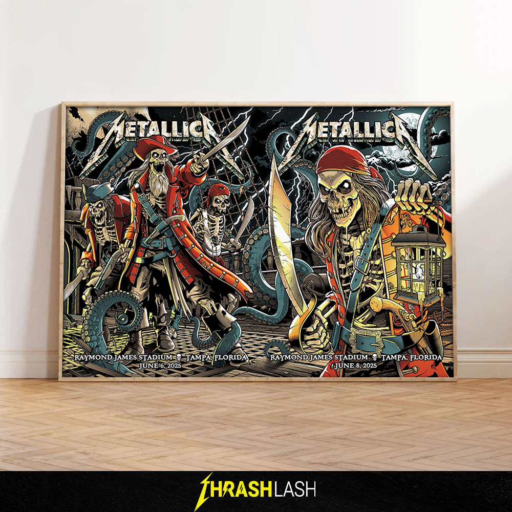 Official Poster for 2 Nights of Metallica by Andrew Cremeans at Raymond James Stadium, Tampa, Florida, June 6 & June 8, 2025 | Home Decor Print Art
