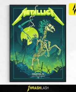 Official Metallica show poster created by Vance Kelly for the June 14, 2025 concert at NRG Stadium in Houston, Texas | Print Art Home Deco 1