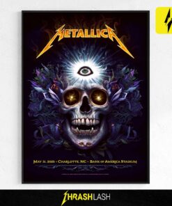 Metallica M72 World Tour 2025 poster – official concert canvas artwork from May 31 show at Bank of America Stadium, Charlotte, North Carolina – home decor collectible