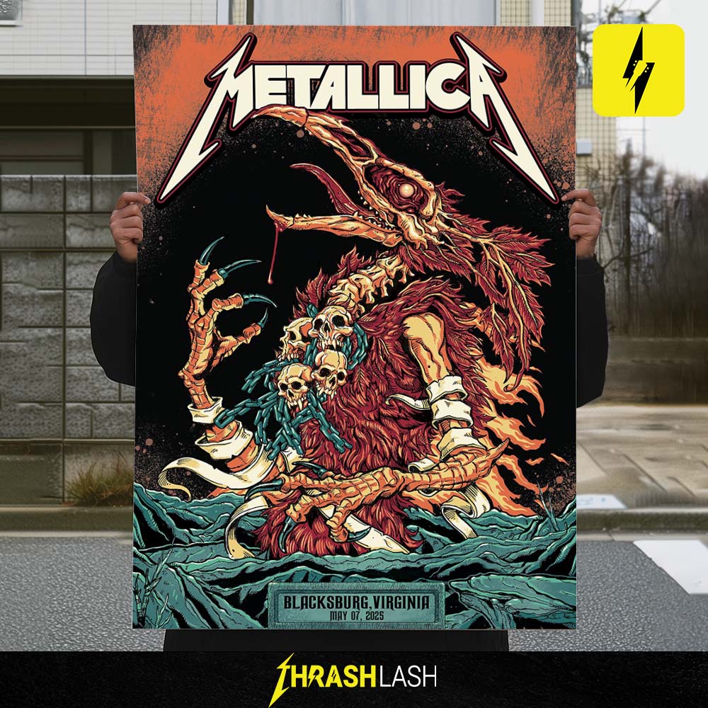 Metallica M72 Tour Poster by Puis Calzada at Kent Square Pop-Up Shop Blacksburg Virginia May 07 2025 Poster Canvas Home Deco