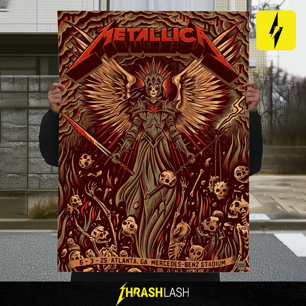 Metallica M72 Atlanta Poster From Show Art By Dave Quiggle At Mercedes-Benz Stadium June 3 2025 Alanta GA