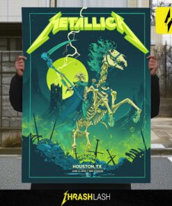 Official Metallica show poster created by Vance Kelly for the June 14, 2025 concert at NRG Stadium in Houston, Texas | Print Art Home Deco