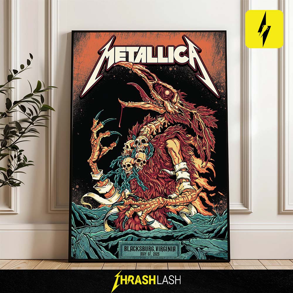 Metallica M72 Tour Poster by Puis Calzada at Kent Square Pop-Up Shop Blacksburg Virginia May 07 2025 Poster Canvas Home Deco