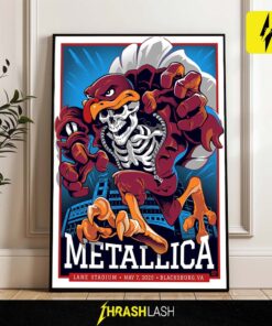 Metallica M72 Virginia Tech Pop-Up Shop poster – limited edition canvas artwork from May 7, 2025 at Lane Stadium, Blacksburg – collectible tour home decor