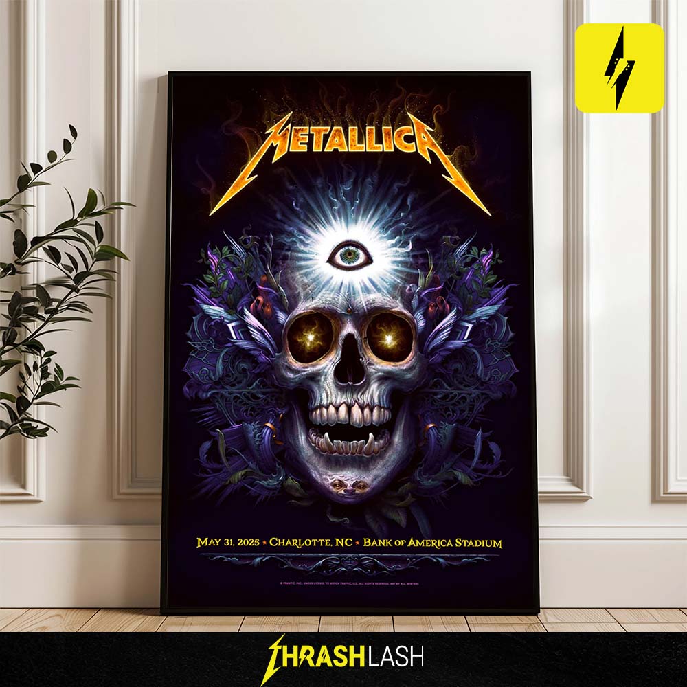 Metallica M72 Word Tour Poster Show At Bank Of America Stadium May 31 2025 Charrlotte NC Poster Canvas Home Deco