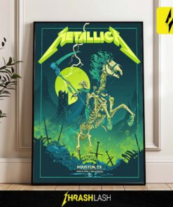 Official Metallica show poster created by Vance Kelly for the June 14, 2025 concert at NRG Stadium in Houston, Texas | Print Art Home Deco