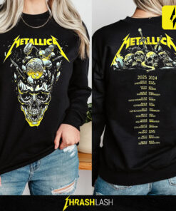 Metallica M72 World Tour 2025 Double-Sided T-Shirt with Shattered Skull Graphic and Tour Dates on Black Cotton Fabric – Unisex Fit S to 5XL