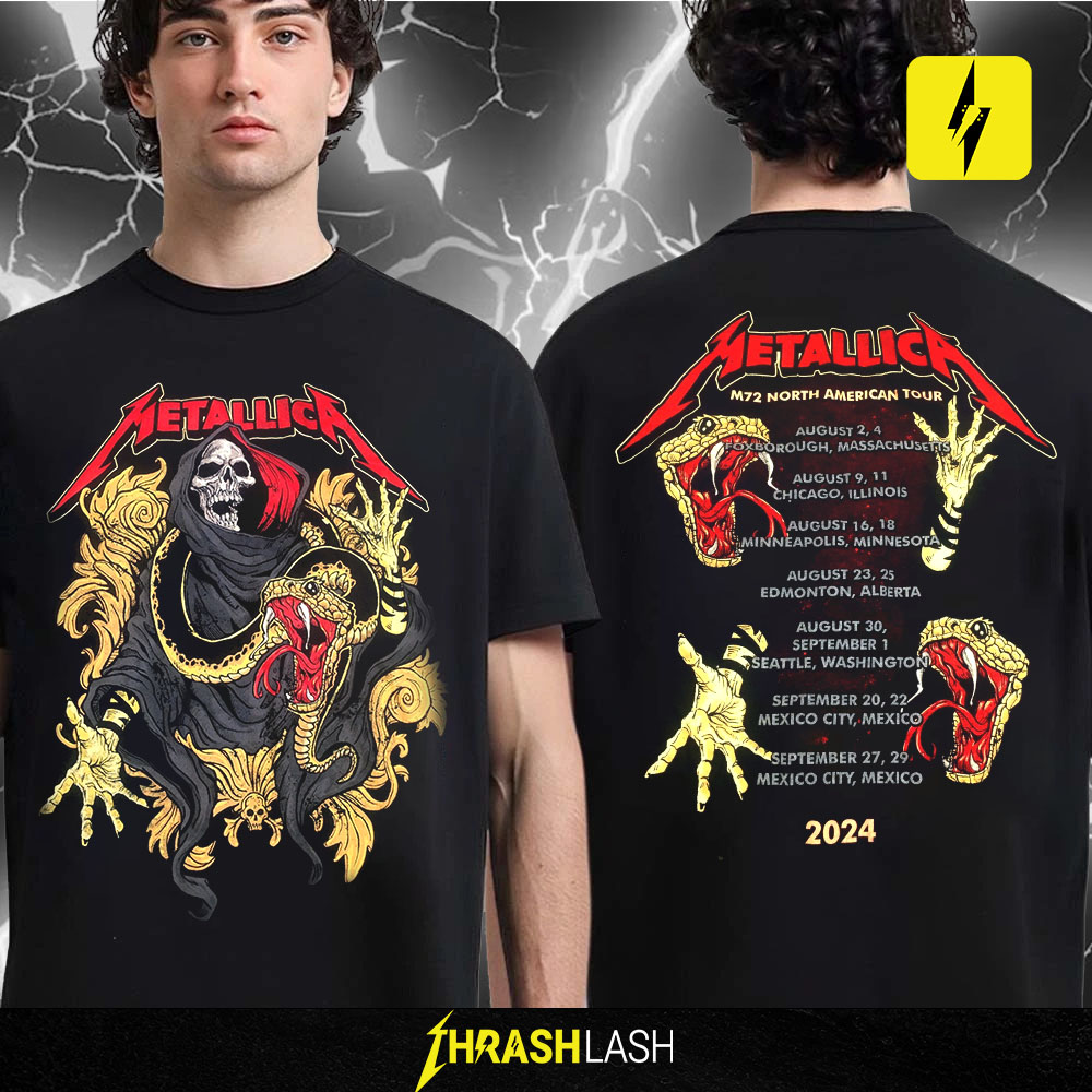 Metallica M72 North American Tour 2024 T-Shirt – August 2–4 at Gillette Stadium | Limited Edition | Art by Maxx242