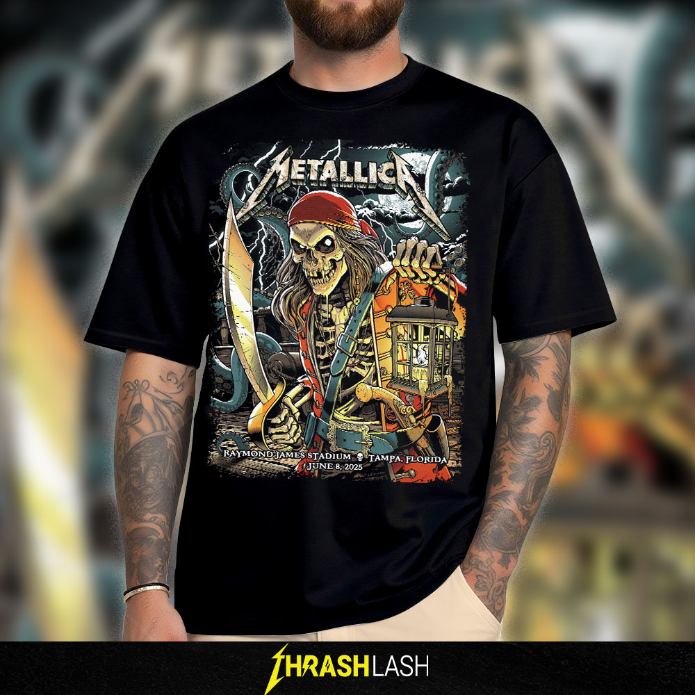 Metallica T-Shirt Merchandise New Art by Andrew Cremeans Night 2 at Raymond James Stadium in Tampa, Florida, June 8, 2025