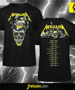 Metallica M72 World Tour 2025 Double-Sided T-Shirt with Shattered Skull Graphic and Tour Dates on Black Cotton Fabric – Unisex Fit S to 5XL