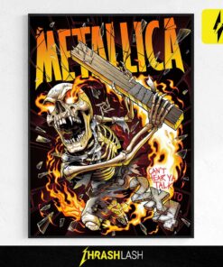 metallica 2x4 i cant hear ya talk official load series poster by andrew cremeans limited edition fire skeleton artwork canvas print heavy metal rock rage art collectible poster