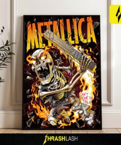 Metallica 2x4 “I Can’t Hear Ya Talk” Official Load Series Poster by Andrew Cremeans  Limited Edition Fire Skeleton Artwork Canvas Print  Heavy Metal Rock Rage Art Collectible Poster